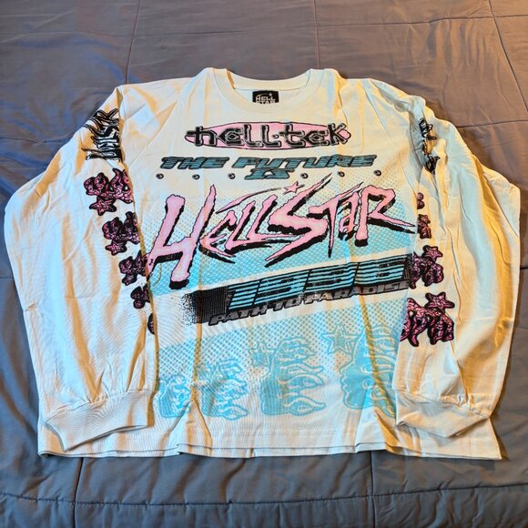 Hellstar Hell-Tek 1996 Cream White Long Sleeve Shirt - Picture 2 of 5
